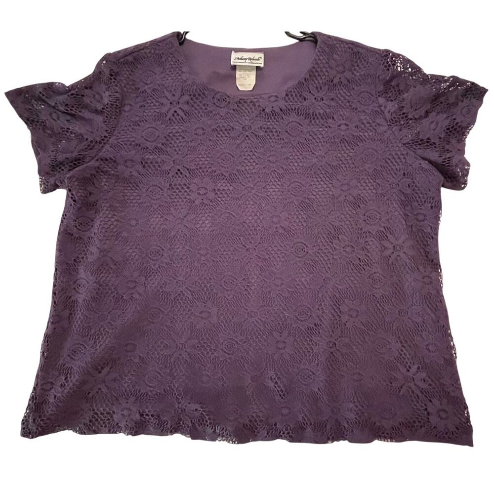 VTG Anthony Richards Purple Lace Blouse Womens 22W Romance Fairy Cottagecore EUC